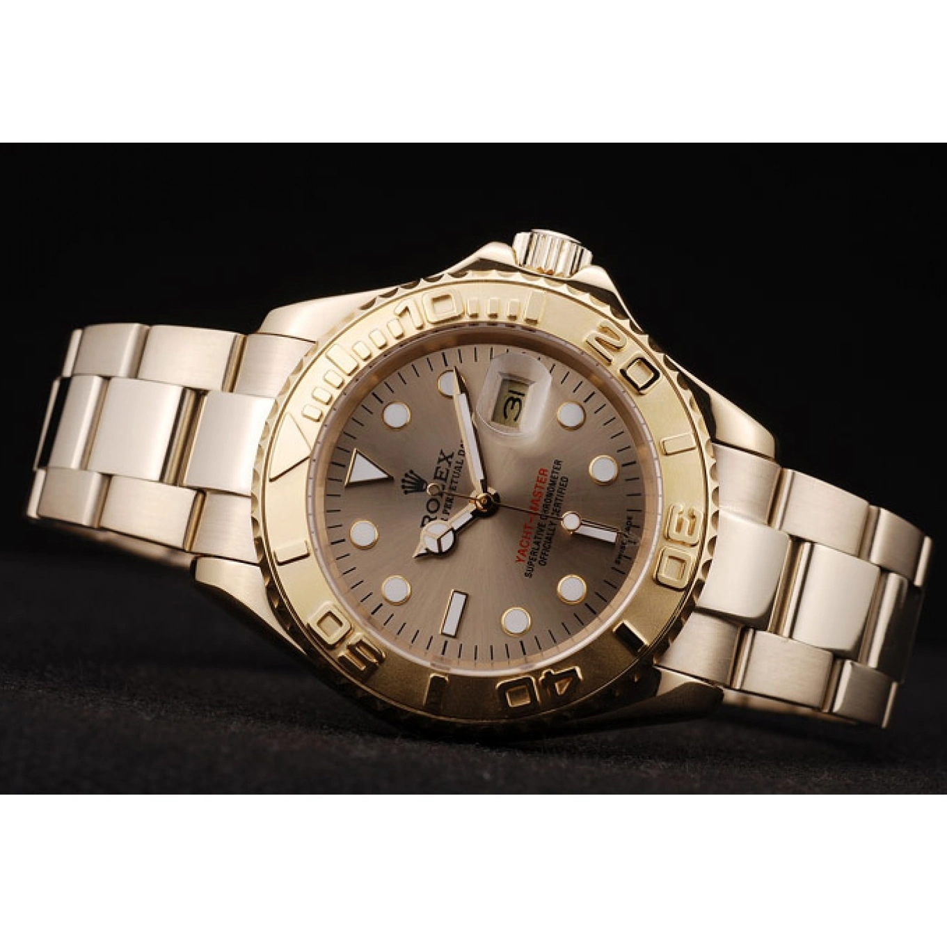 AAA replica watch Gold Master Rolex Bezel Gold 98232 Dial Yacht 0710
